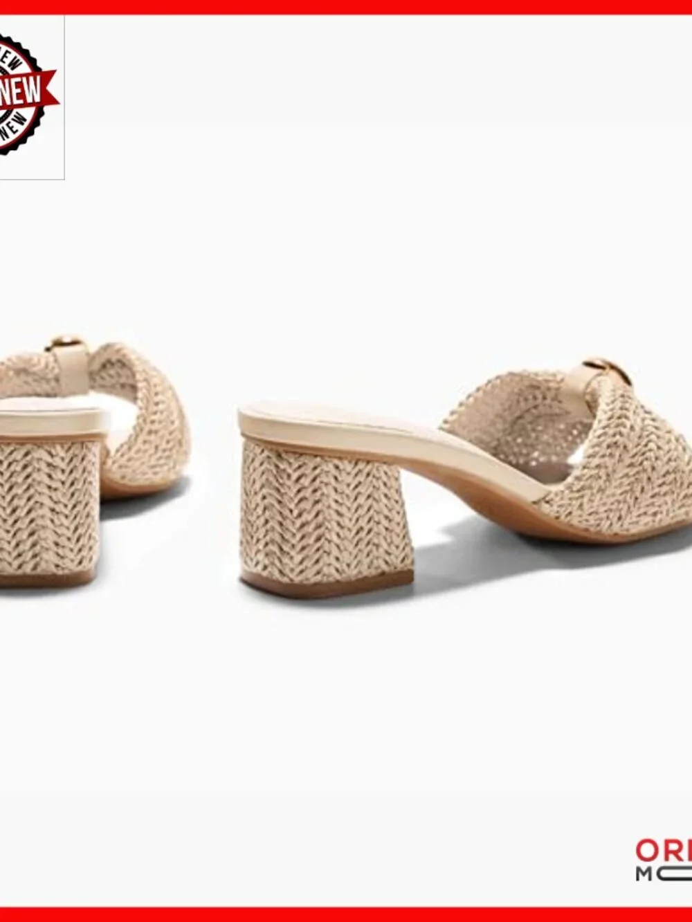 Raffia Block Heel Sandals Slip On Slides Open Toe Summer Beach